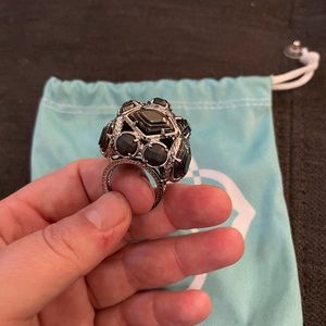 Kendra Scott black and silver stone ring